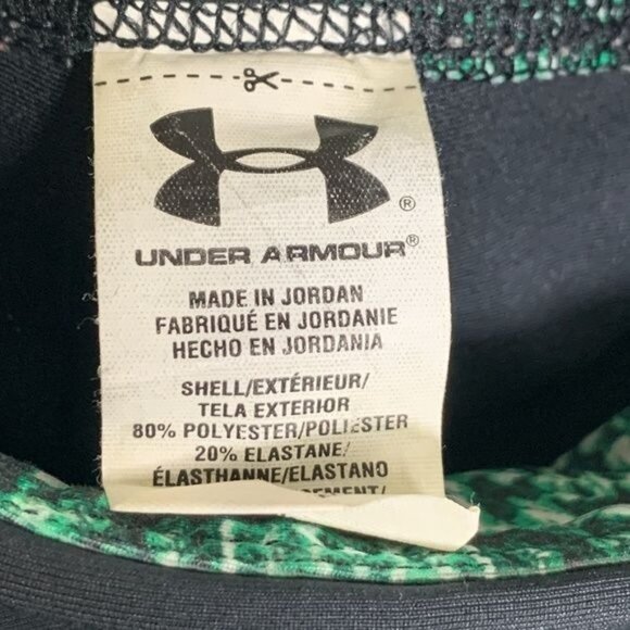 Under Armour HeatGear Compression Cropped Leggings Black Green Small - Picture 10 of 10